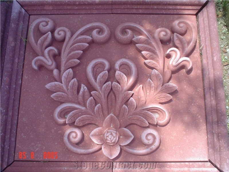 Rosa Durazno Cantera Carved Relief