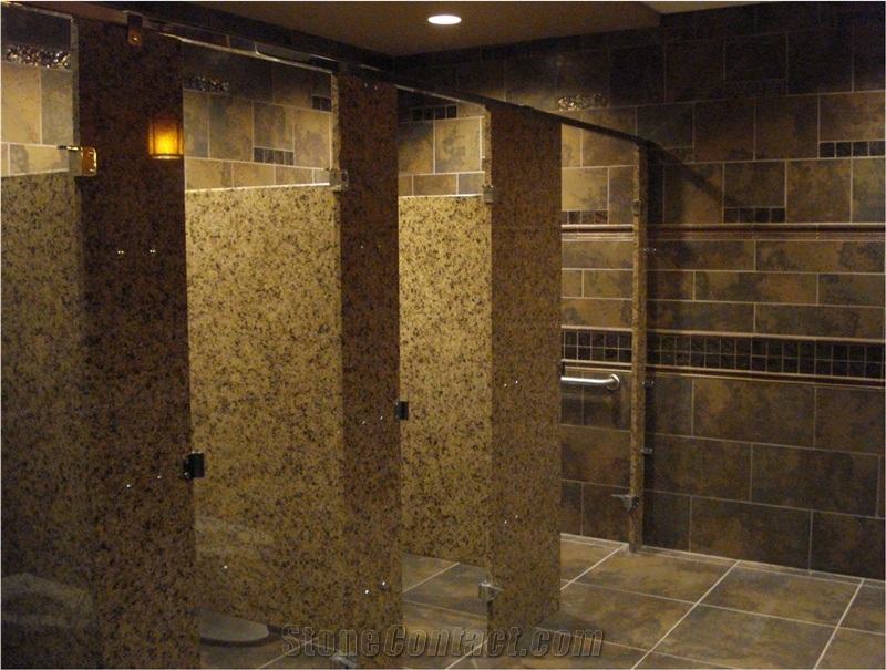 Yellow Granite and Rust Slate Bathroom Design