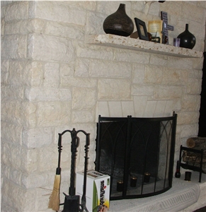 Texas White Limestone Fireplace