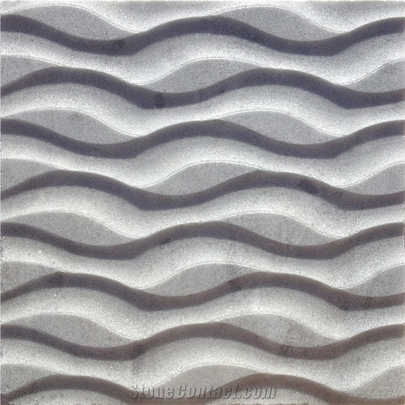 Ocean - Marble 3d Wall Panels, Krystal White Marble 3d Wall Panels