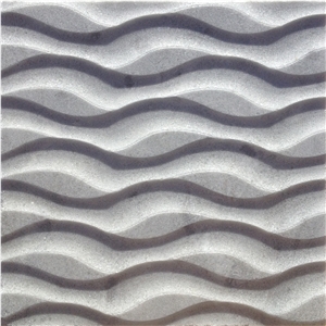Ocean - Marble 3d Wall Panels, Krystal White Marble 3d Wall Panels
