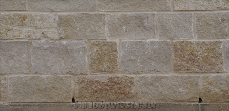 Sawed and Split Lueders Buff Limestone Installation Building & Walling