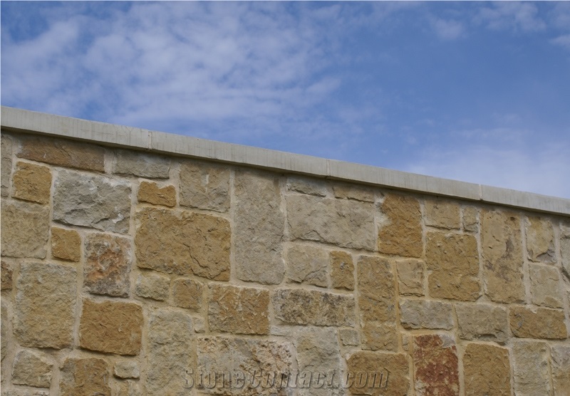 Sawn Cut Split Face Beige Roughback Lueders Limestone Castle Walling