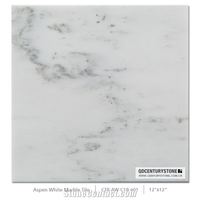 12x12 Inches Aspen White Marble Tile, Turkey White Marble