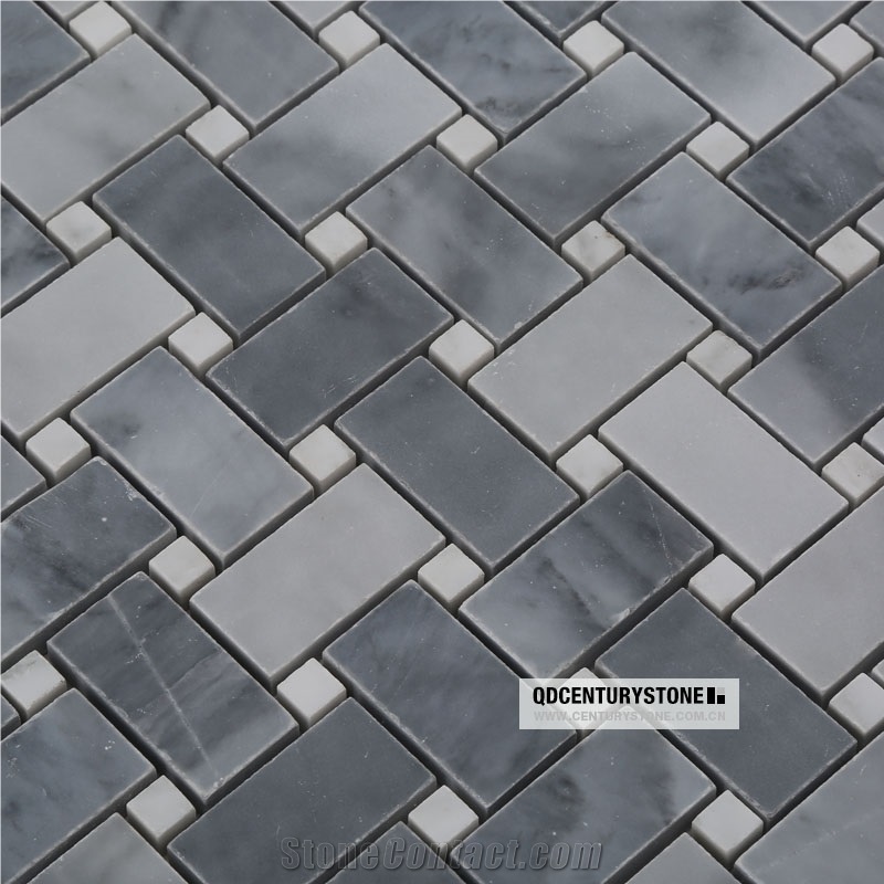 Bardiglio Marble Basketweave Mosaic Tile
