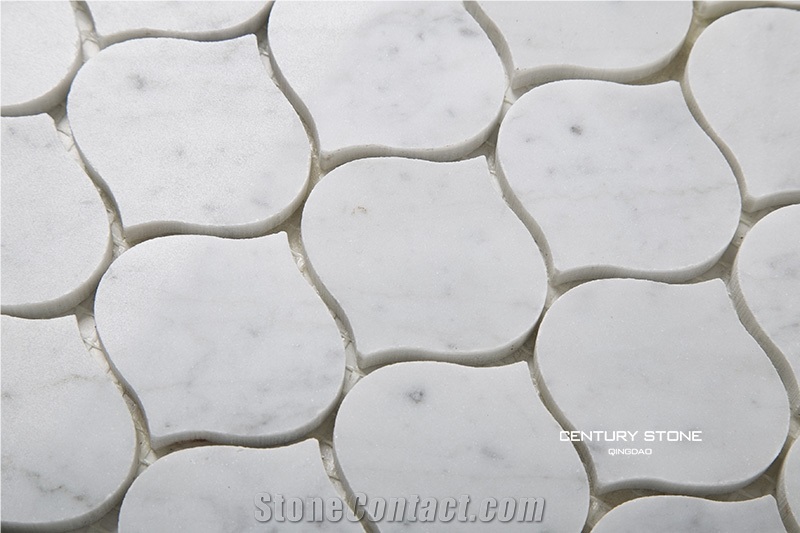 Bianco White Carrara Marble Lantern Mosaic Tile
