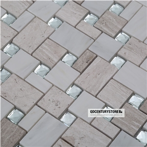 White Wood Marble Mix 13 Facelets Diamond Mosaic Versailles Tiles