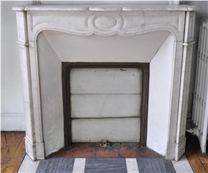 Antique Pompadour Style Fireplace Made Out Of White Carrara Marble