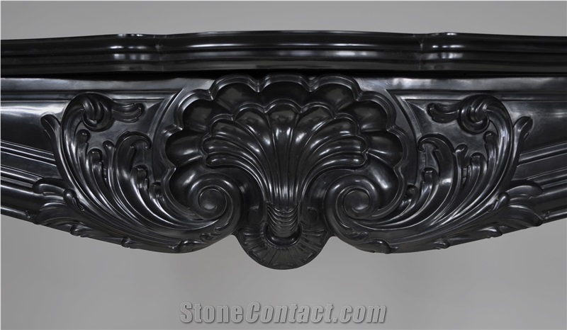 Very Beautiful Antique Louis Xv Style Fireplace Made Out Of Black from Belgium Marble
