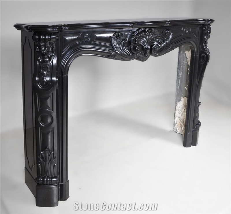 Very Beautiful Antique Louis Xv Style Fireplace Made Out Of Black from Belgium Marble