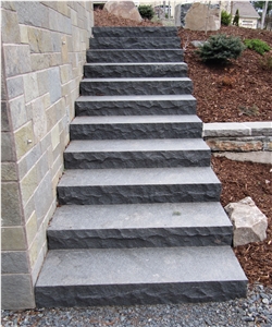 Bristol Black Granite Sawn Bullnose Edge Deck Stair