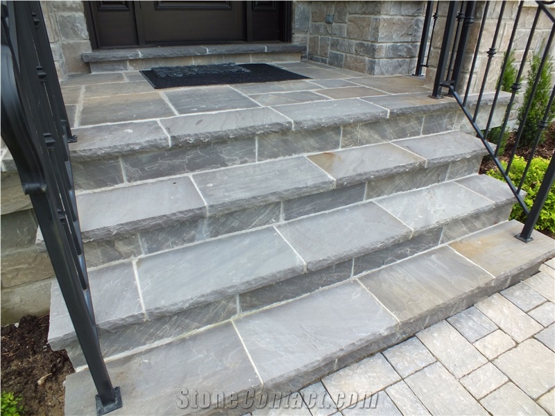 Coalbank Sandstone Chipped Edge, Natural Cleft Tile Steps and Risers
