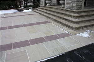 Natural-Cleft Moccasin Sandstone Sawn Into Terrace Paving