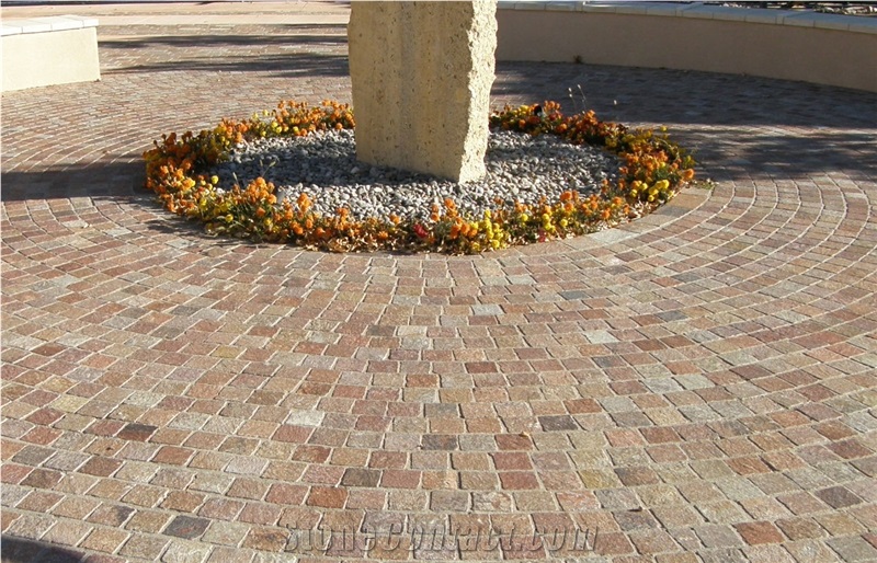 Red Porphyry 4" X 4" Cubes Cobblestone Pavers for Driveway