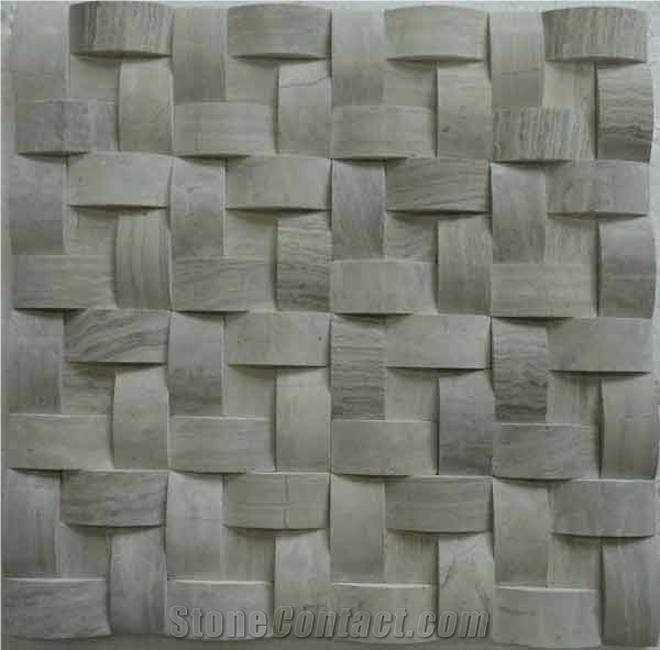 Grey Wood Vein Marble Mosaic