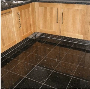 Black Galaxy Granite Floor Tiles, Black Polished Granite Floor Tiles, Slabs India