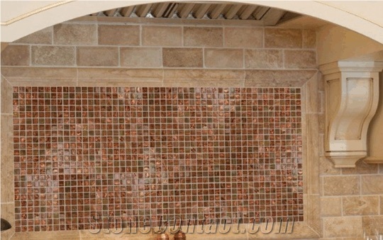 Copper Glass Mosaic Backsplash Design, Backsplash Mosaic