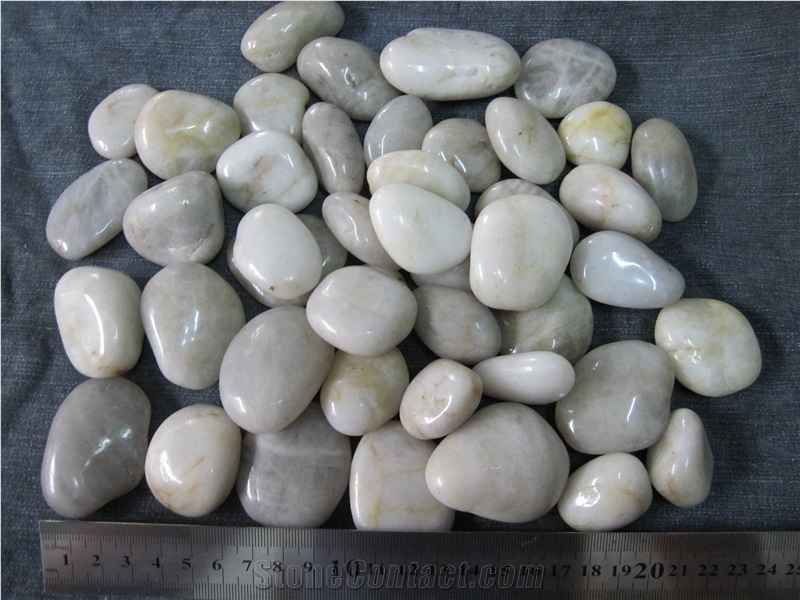 High Polished White Pebbles ,Aa Grade, Natural Pebbles