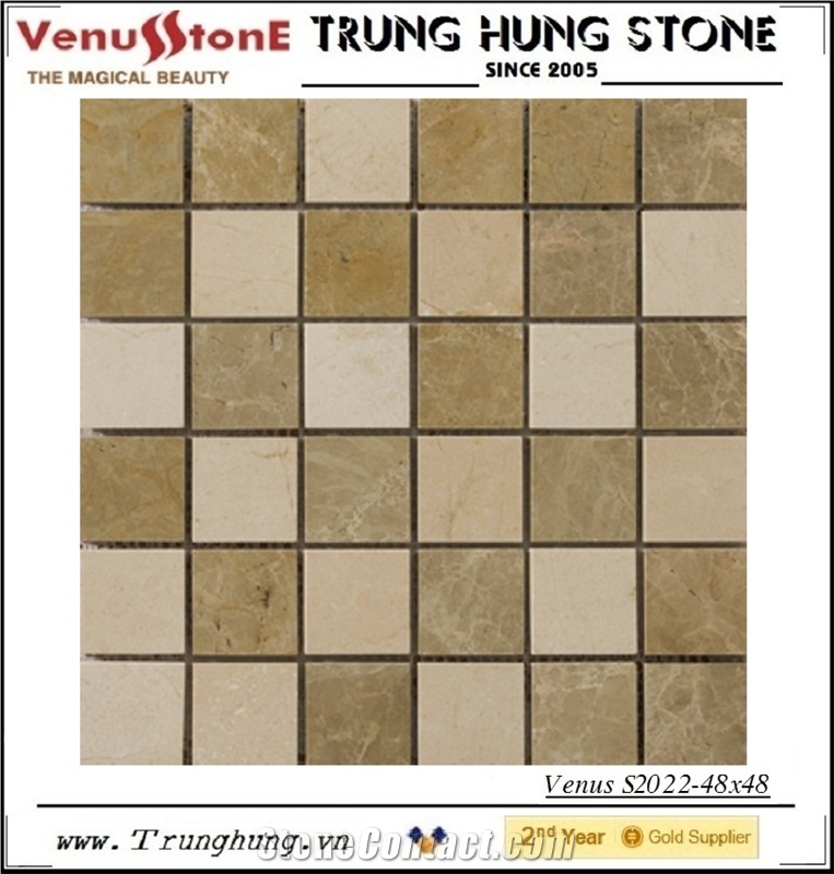 48*48 Light Emperador Mixed Polished Marble Mosaic Tiles