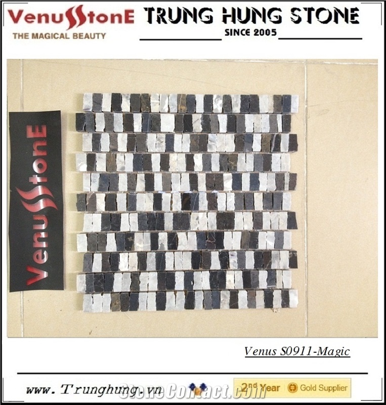 Black and Grey Mixed Color Marble Mosaic with Magic Design