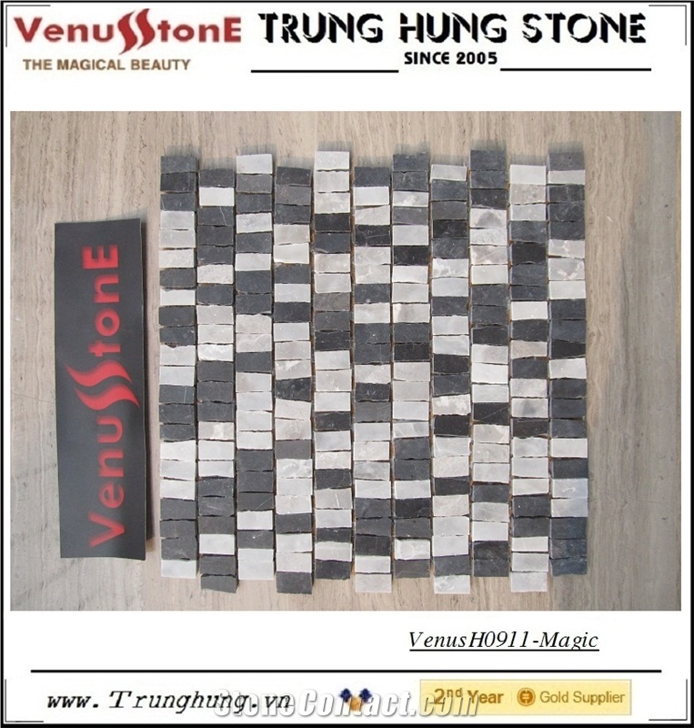 Black and Grey Mixed Color Marble Mosaic with Magic Design