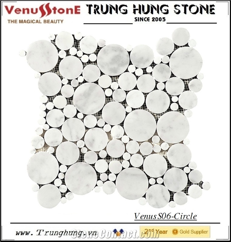 Vietnam Milky White Round Marble Mosaic Tiles