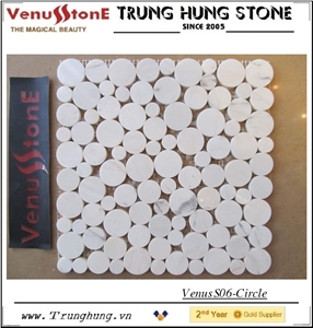 Vietnam Milky White Round Marble Mosaic Tiles