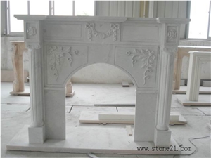 White Carrara Marble Fireplace