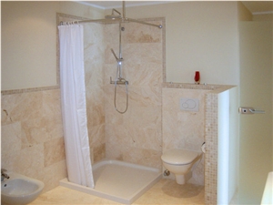 Vanilla Rustica Travertine Sanded Bathroom Wall and Floor Application
