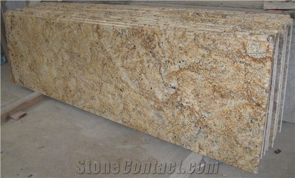 Crystal Yellow Granite Kitchen and Bathroom Countertops, Crystal Yellow Granite Slabs for Countertops