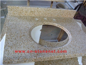 G682 Sunset Gold Rusty Yellow Granite Kitchen and Stone Bathroom Countertops,G682 Granite Slabs for Yellow Granite Countertops,G682 Vanity Top