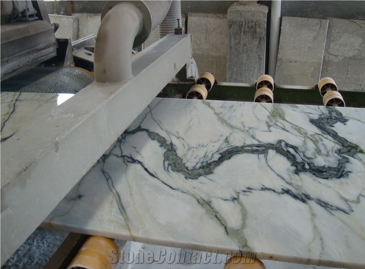 China Arabescato Marble Slabs,China Arabescato Marble Tiles, China Clivia White Marble Green Veins for Hotel Floor Covering Pattern