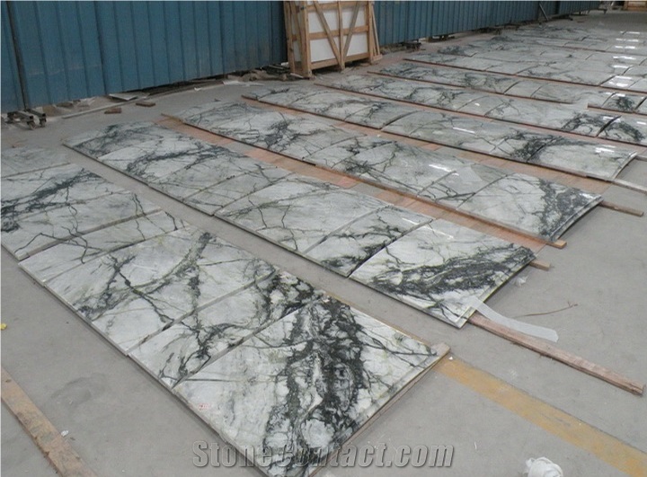 China Arabescato Marble Slabs,China Arabescato Marble Tiles, China Clivia White Marble Green Veins for Hotel Floor Covering Pattern