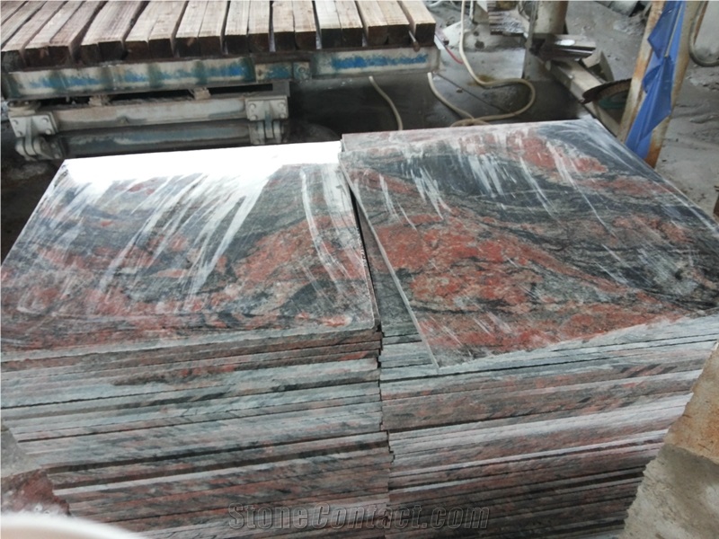 China Multicolor Red Granite Slabs Polished,Machine Cutting Tiles Panel for Garden Exterior Stepping,Floor Paving Pattern