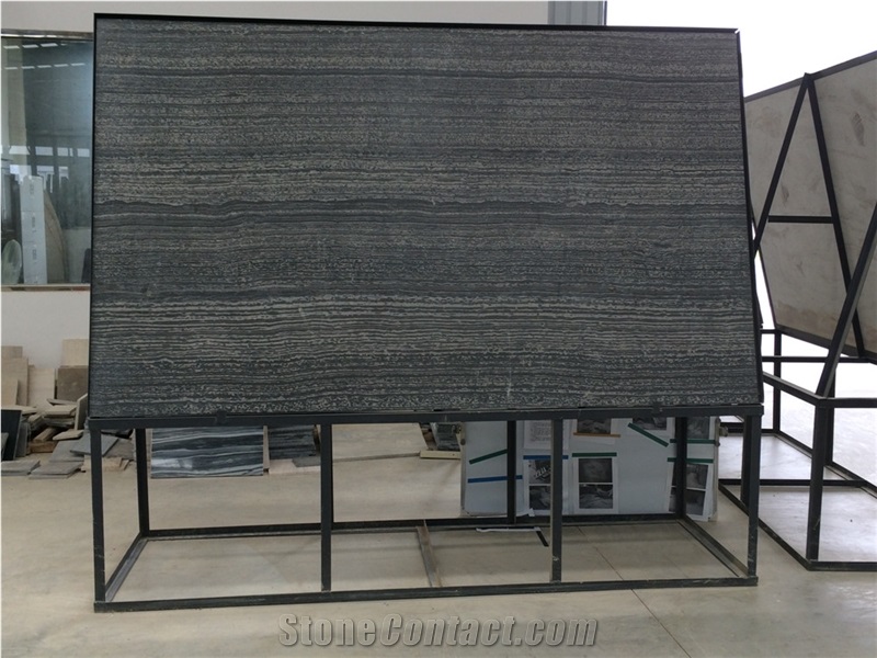 New Imperial Black Wooden Vein Marble Slab, Polished Black Slabs Tiles Machine Cutting Panel Tiles for Wall Cladding,Floor Covering