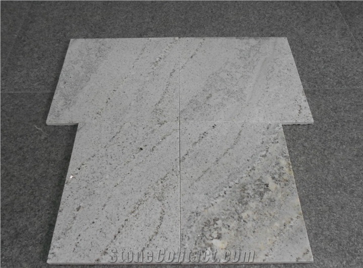 Silver River White Granite Polished Slabs Machine Cutting Tiles, White Granite Vein Cut Floor Paving Tile,Garden Stepping