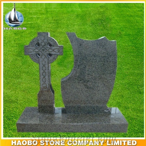 Cross Design Tombstone, Kuru Grey Granite Monument & Tombstone