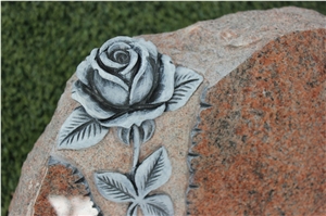 Rose Engraved Headstones,China Red Granite Monument