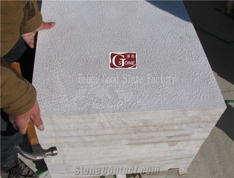 China White Quartzite Bushhammed Surface Slabs & Tiles
