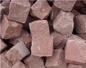 Red Porphyry Cubes ,Red Granite Cubes ,Exterior Paving Stone, Meshed Pavers
