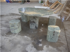Cheap Parking Nature Tables, Nine Dragon Jade Green Marble Bench & Table