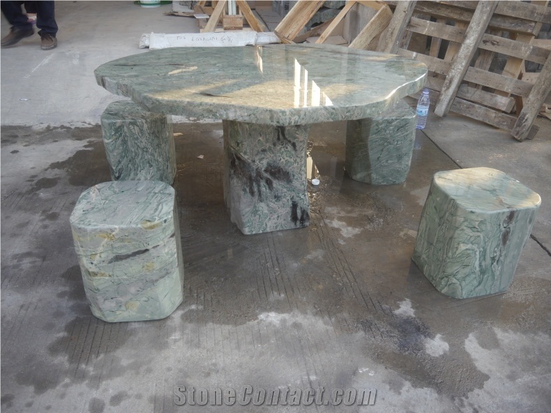 Cheap Parking Nature Tables, Nine Dragon Jade Green Marble Bench & Table