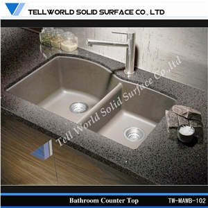 A Very Popular Bathroom Manmade Stone Oval Counter Top Wash Basin