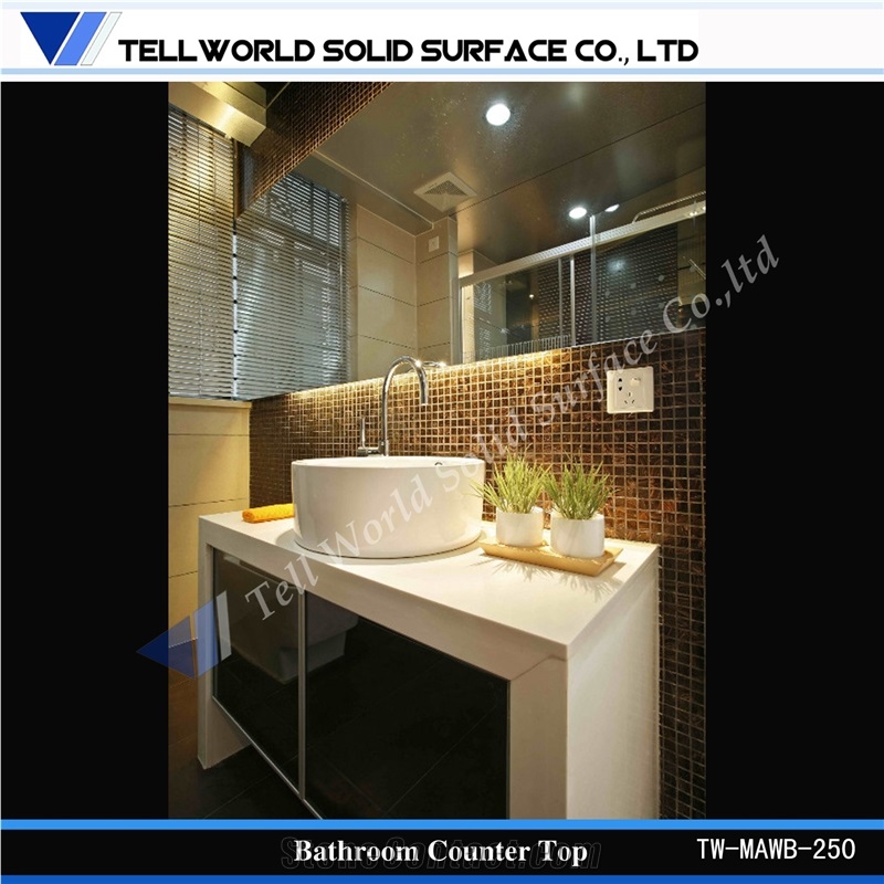 Acrylic Solid Surface Modern Round Above Counter Wash Sink
