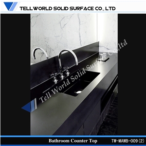 Bathroom Countertop Design Black Artificial Stone Wash Basins