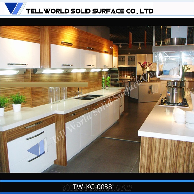 China Supplier Acrylic Solid Surface Kitchen Countertops,Custom Quartz Stone Kitchen Countertops