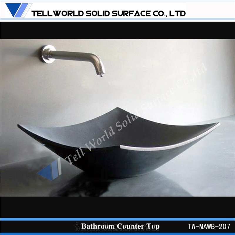Grey Color Artificial Stone Wash Basin Fancy Shape Design Sink