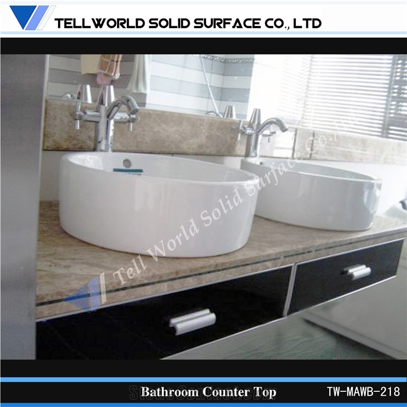 High Gloss Solid Surface Wash Sinks Wall Hung Wash Basins