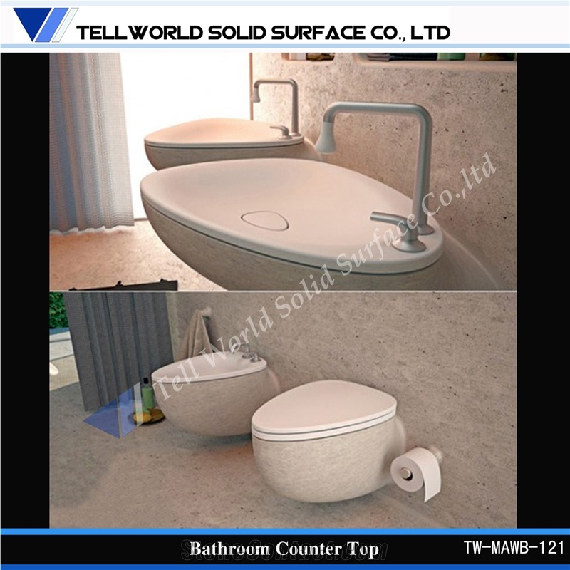 Luxury Bathroom White Manmade Stone Oval Basins & Sinks