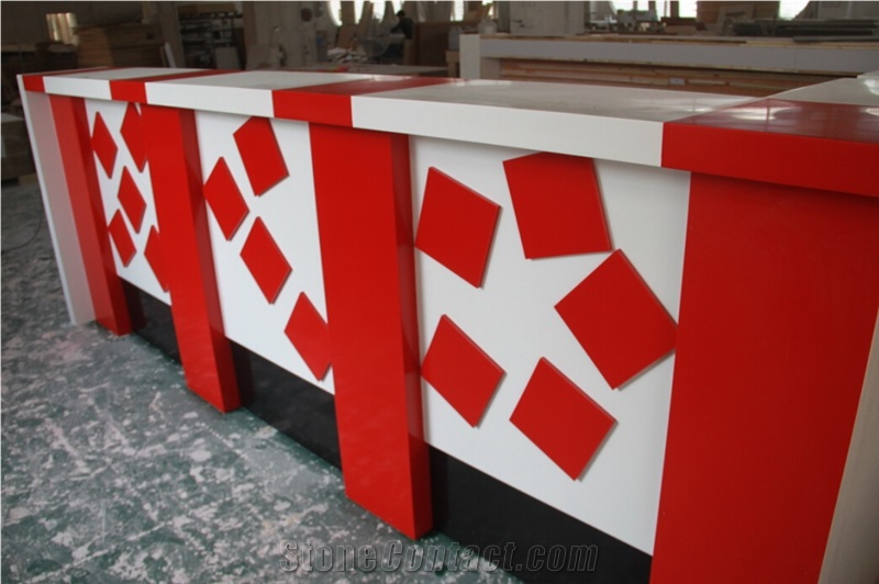 Modern Acrylic Bar Counter Red Bar Counter,Artificial Marble Counter